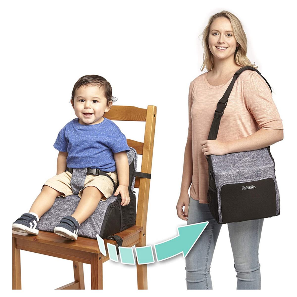 Kolcraft Travel Duo 2 in 1 Portable Booster Seat and Diaper Bag