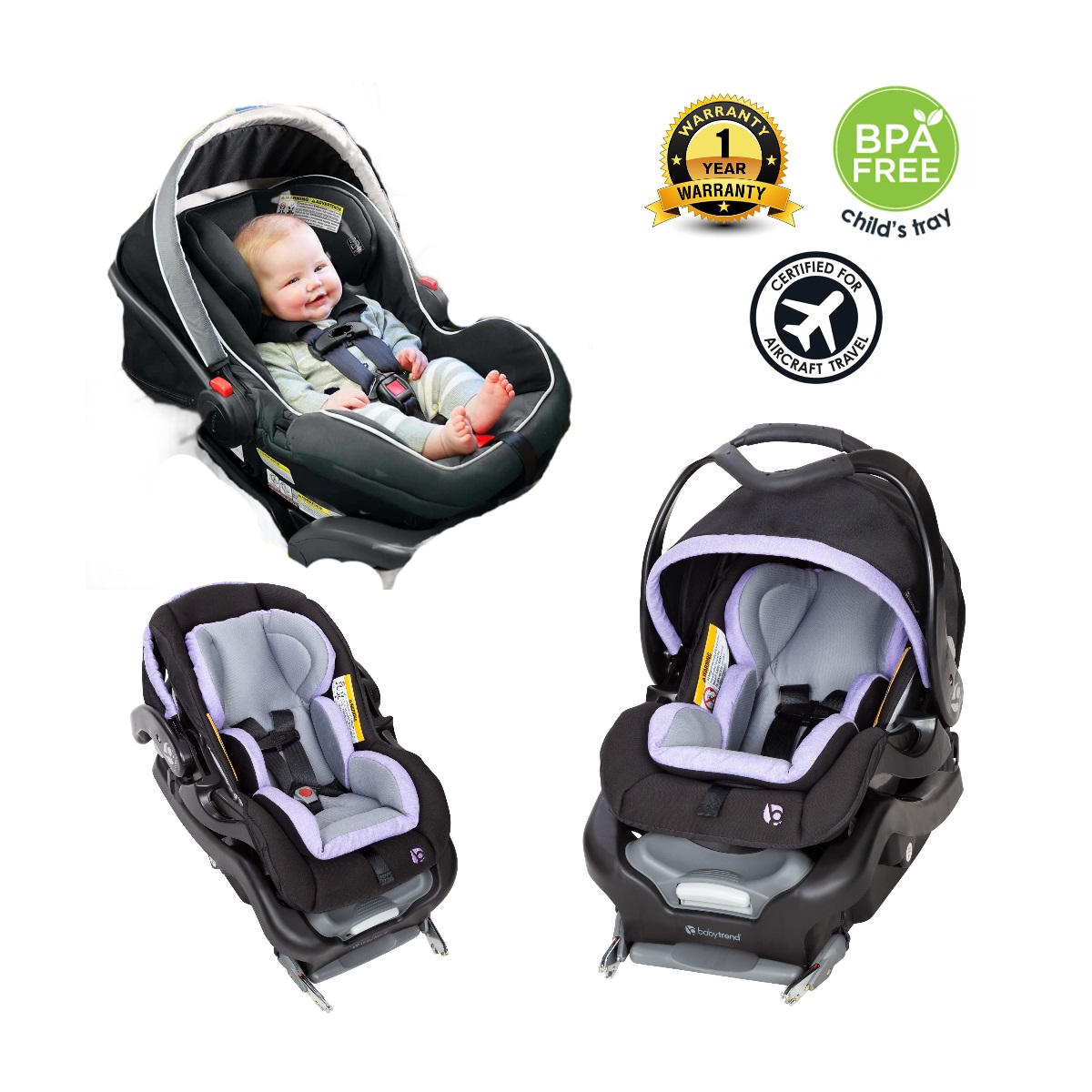 Baby Trend Secure Snap Tech 35 Infant Car Seat, Lavender Ice