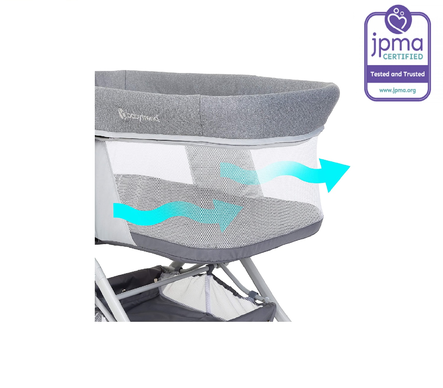 Babytrend Quick-Fold 2-in-1 Rocking Bassinet- Shadow Stone Gray