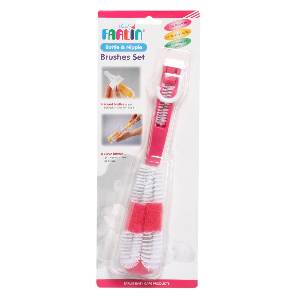 Farlin Bottle & Nipple Brushes Set PINK