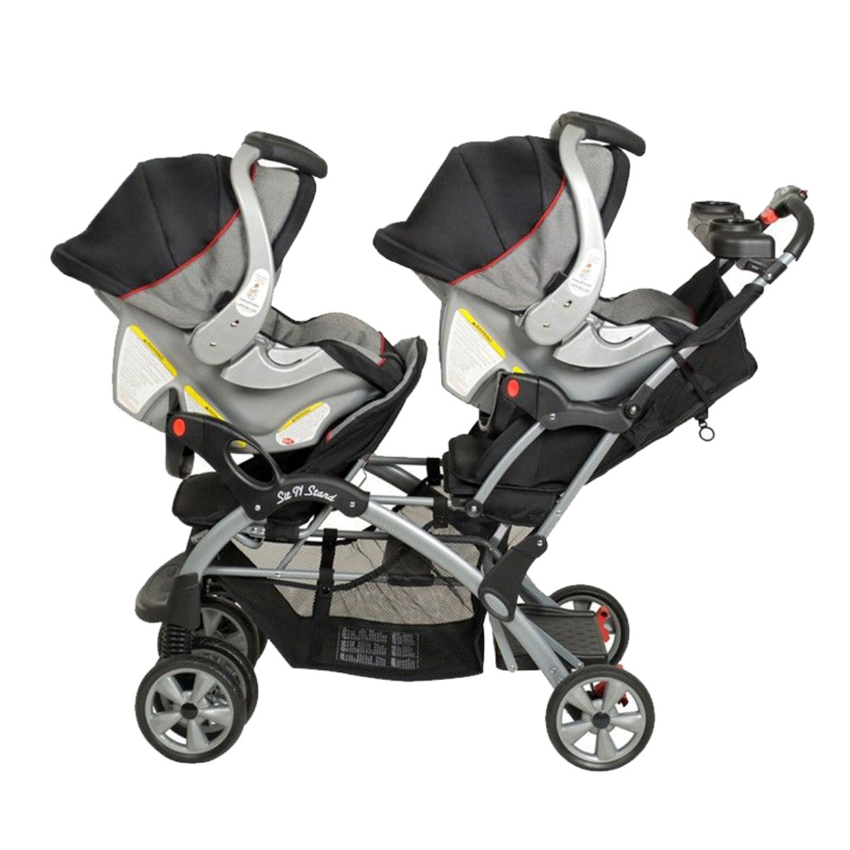 Sit N' Stand® Double Stroller Millenium + 2 Flex Loc Infant Car Seat Millenium