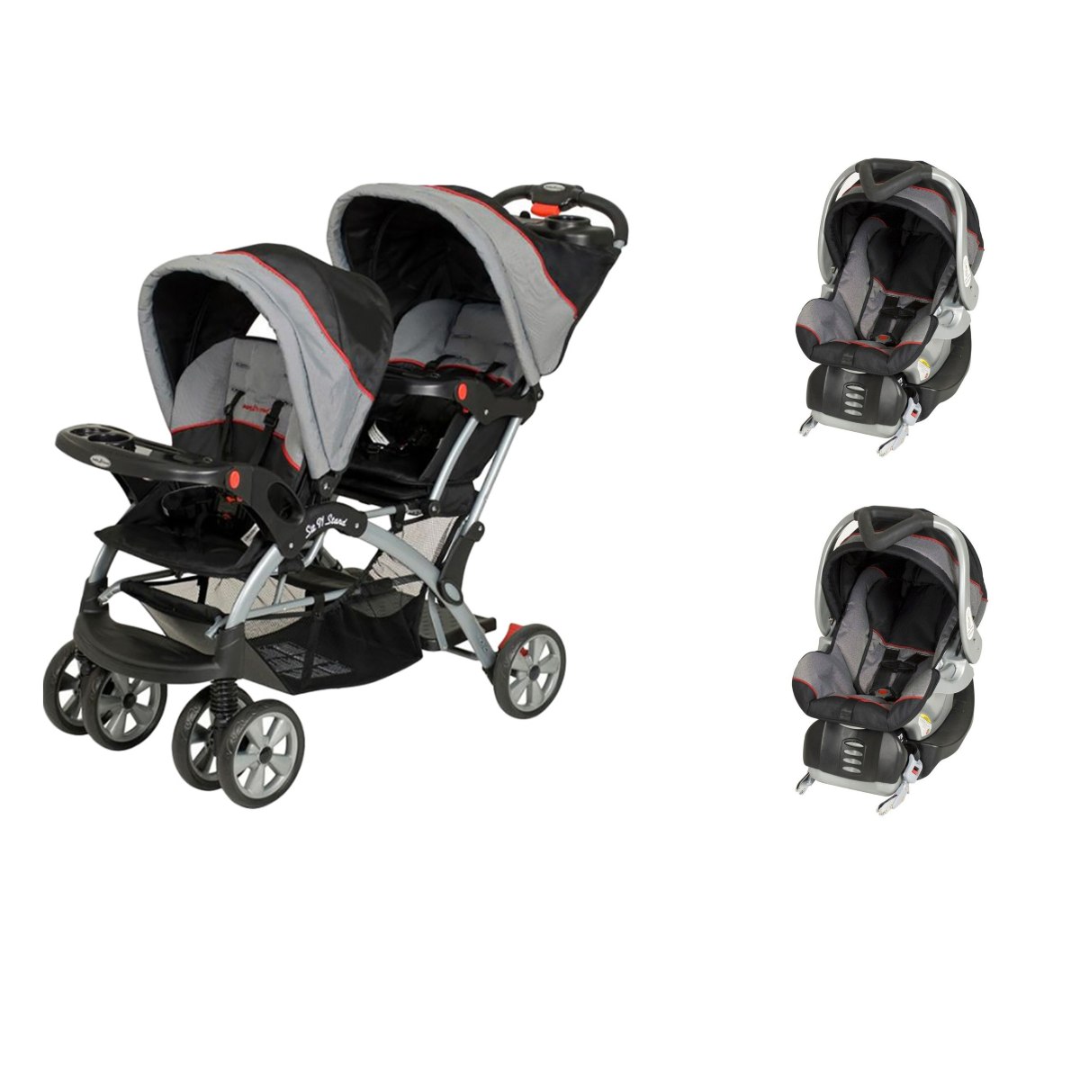 baby-shop Sit N' Stand® Double Stroller Millenium + 2 Flex Loc Infant Car Seat Millenium